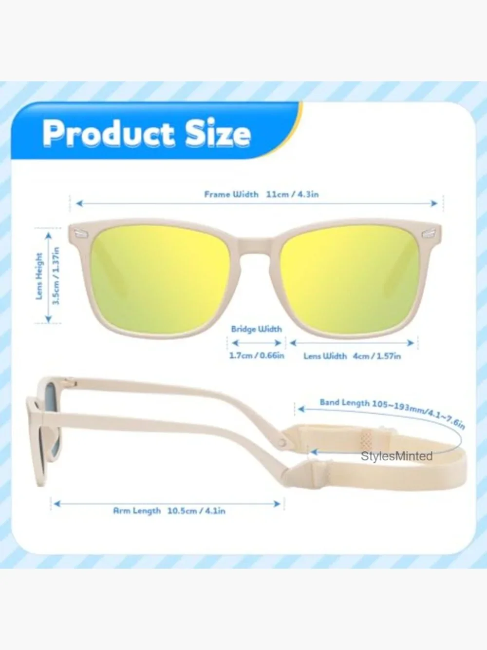 Infant Toddler Sunglasses with Strap, UV Protection 3 Pack